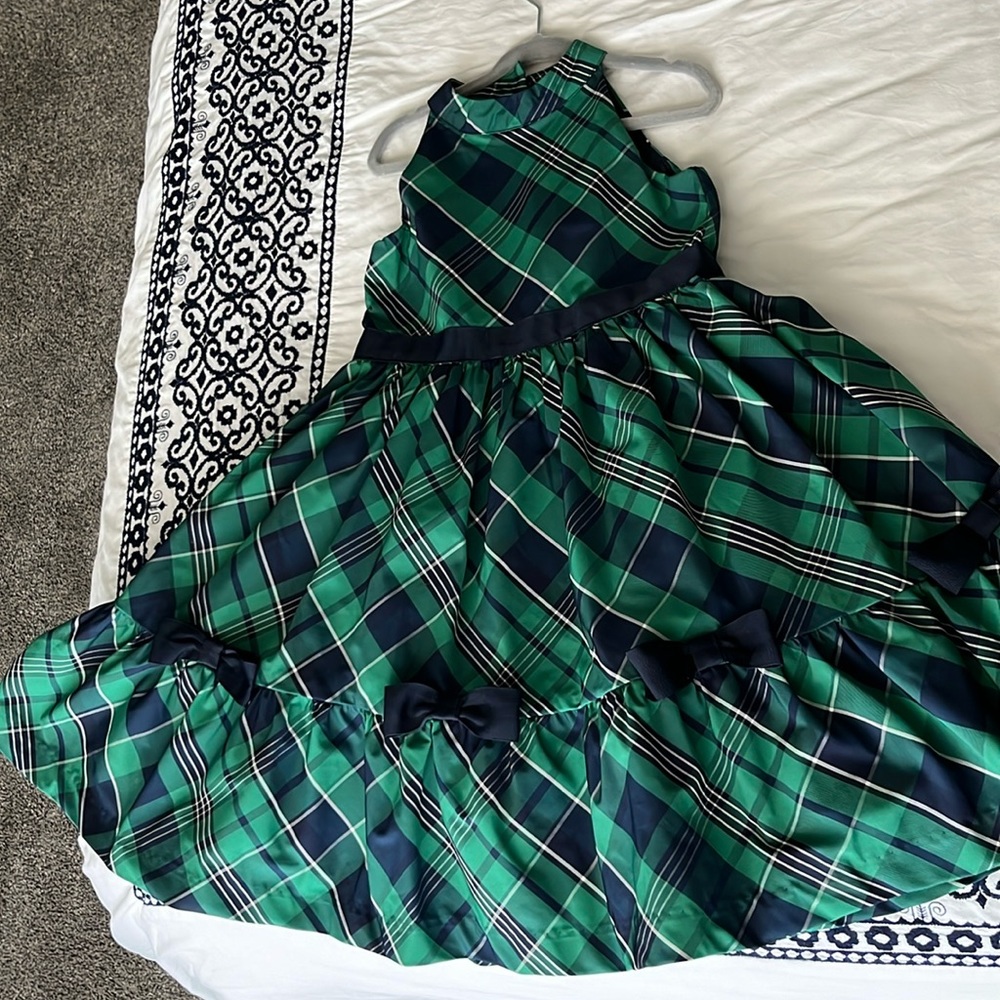 Janie and Jack, Green, Navy blue Holiday Dress 4t